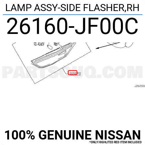 LAMP SIDE FLASH 26160JF00D | Nissan Parts | PartSouq
