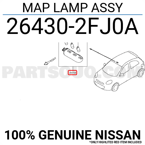 26431-7S010 Genuine Nissan #264317S010 Lens-Map Lamp