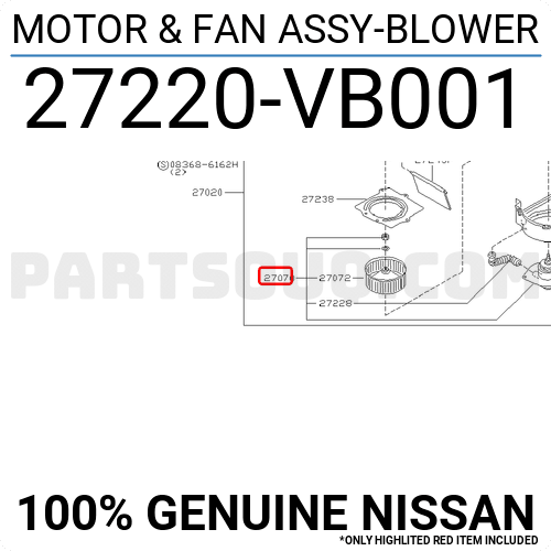 27220VB001 Nissan MOTOR & FAN ASSY-BLOWER