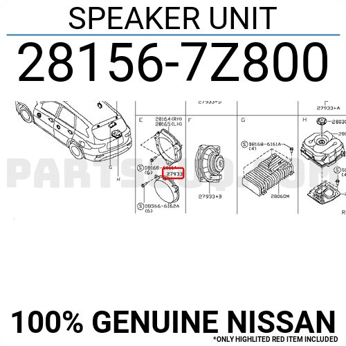 うに 28156-7Z010 Genuine Nissan #281567Z010 Speaker Unit