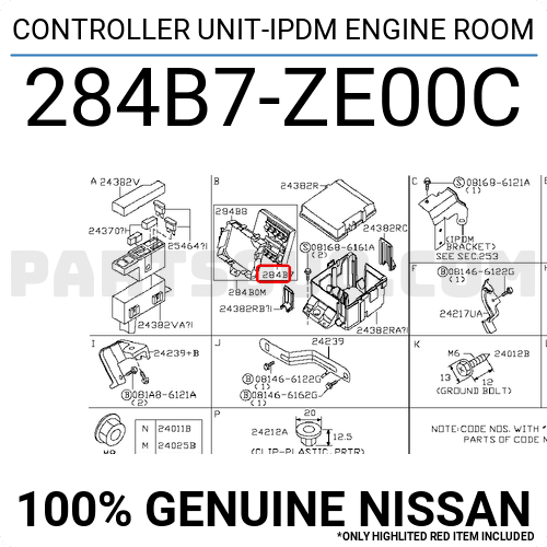 CONTROLLER UNIT-IPDM ENGINE ROOM 284B7ZE00C | Nissan Parts