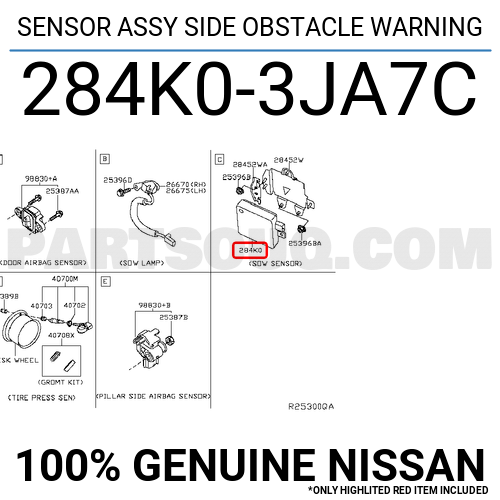 SENSOR ASSY SIDE OBSTACLE WARNING 284K03JA7C | Nissan Parts