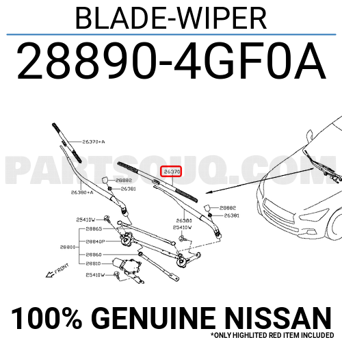 288904GF0B Genuine Nissan BLADE-WIPER 28890-4GF0B 
