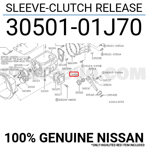 3050101J10 Genuine Nissan SLEEVE-CLUTCH RELEASE 30501-01J10
