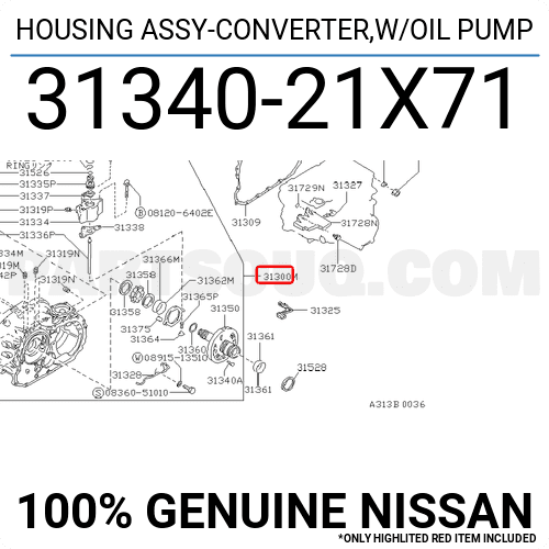 HOUSING ASSY-CONVERTER,W/OIL PUMP 3134021X71 | Nissan Parts | PartSouq