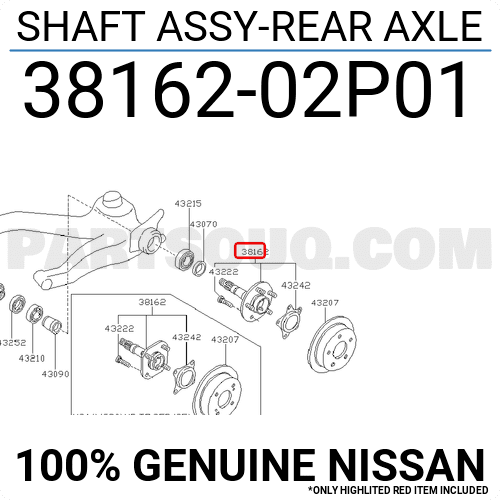 SHAFT ASSY-REAR AXLE 3816202P01 | Nissan Parts | PartSouq