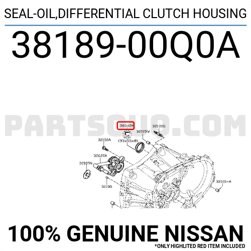 SEAL-OIL,DIFFERENTIAL CLUTCH HOUSING 3818900Q0A | Nissan Parts