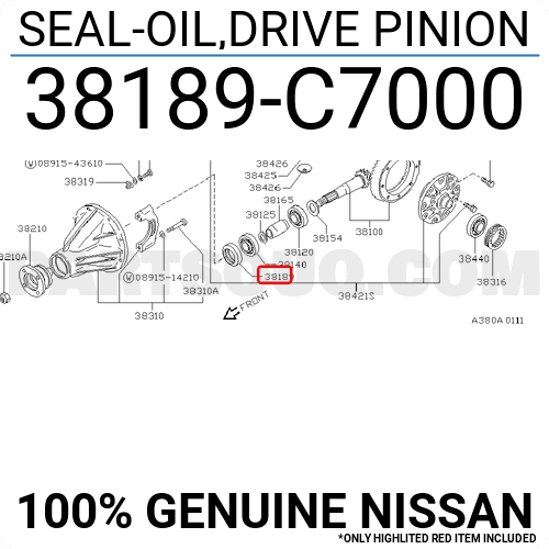 SEAL-OIL,DRIVE PINION 38189C7000 | Nissan Parts | PartSouq
