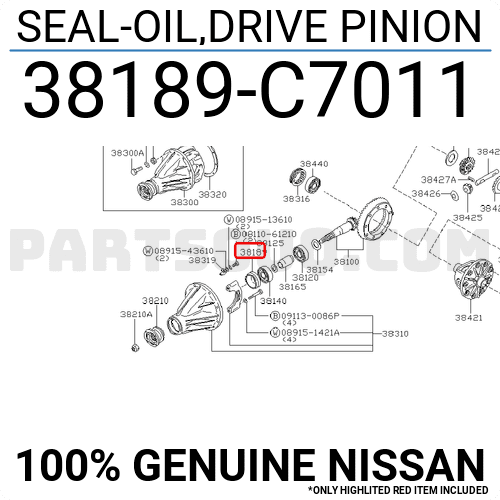 ケイジ SEAL-OIL,DRIVE PINION 38189C7012 | Nissan Parts | PartSouq