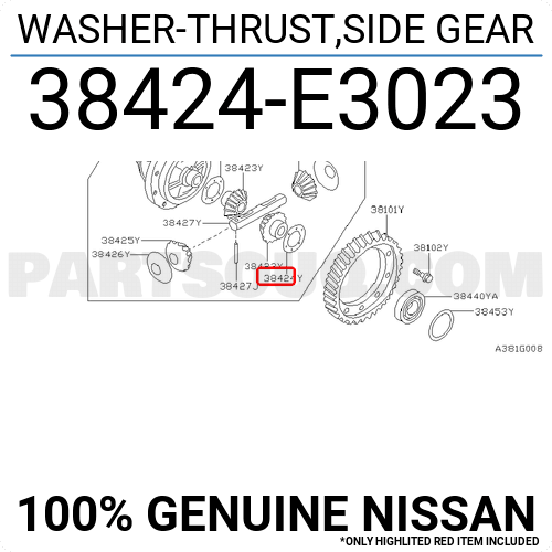 WASHER-THRUST,SIDE GEAR 38424E3023 | Nissan Parts | PartSouq