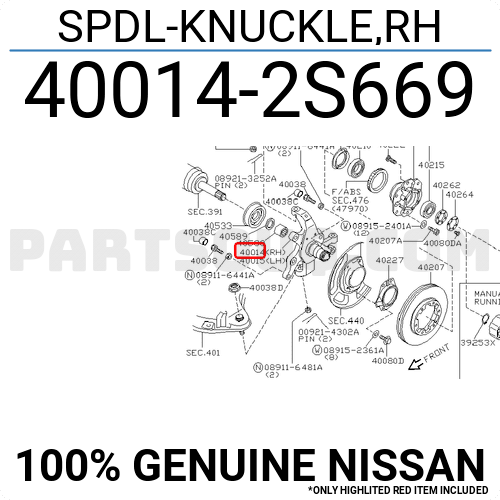 SPDL-KNUCKLE,RH 400142S669 | Nissan Parts | PartSouq SPDL-KNUCKLE,RH 400142S669 | Nissan Parts | PartSouq