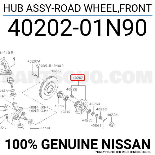 HUB ASSY-ROAD WHEEL,FRONT 4020201N95 | Nissan Parts | PartSouq