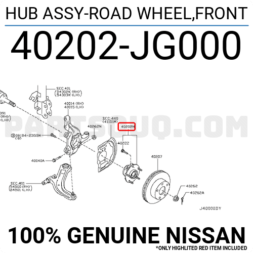 HUB ASSY-ROAD WHEEL,FRONT 40202JG01A | Nissan Parts | PartSouq