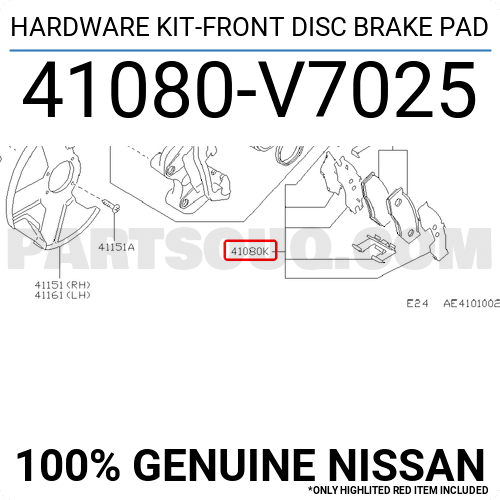 HARDWARE KIT-FRONT DISC BRAKE PAD 4108009G28 | Nissan Parts | PartSouq