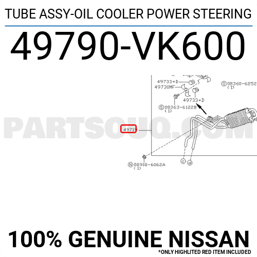 TUBE ASSY-OIL COOLER POWER STEERING 49790VK600 | Nissan Parts