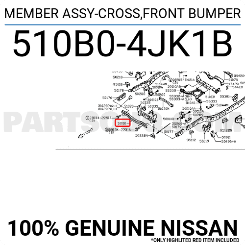 MEMBER ASSY-CROSS,FRONT BUMPER 510B04JK1B | Nissan Parts | PartSouq