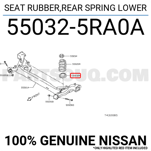 550325RA0A Nissan SEAT RUBBER,REAR SPRING LOWER