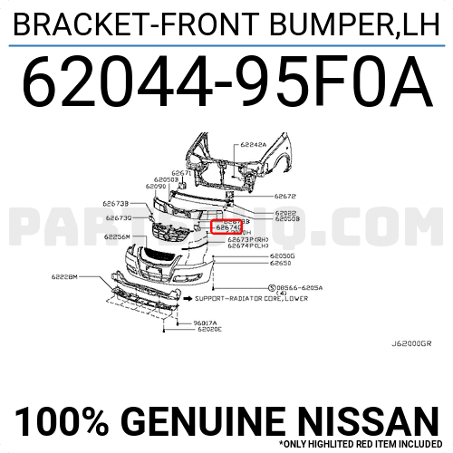 BRACKET-FRONT BUMPER,LH 6204495F0A | Nissan Parts | PartSouq
