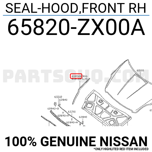 小物 T o shi SEAL-HOOD,FRONT RH 65820ZX00A | Nissan Parts | PartSouq