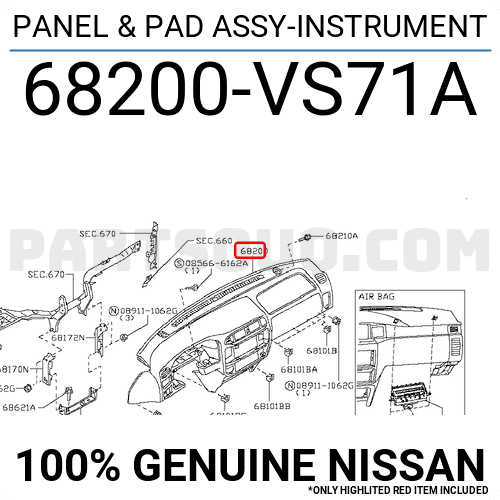 PANEL & PAD ASSY-INSTRUMENT 68200VS71A | Nissan Parts | PartSouq