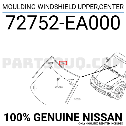 MOULDING-WINDSHIELD UPPER,CENTER 72752EA000 | Nissan Parts