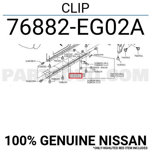 Genuine Nissan Clip 76882-EG02A 