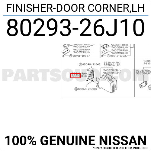 FINISHER-DOOR CORNER,LH 8029326J10 | Nissan Parts | PartSouq