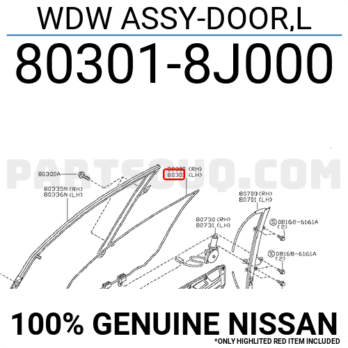 WDW ASSY-DOOR,L 803018J000 | Nissan Parts | PartSouq