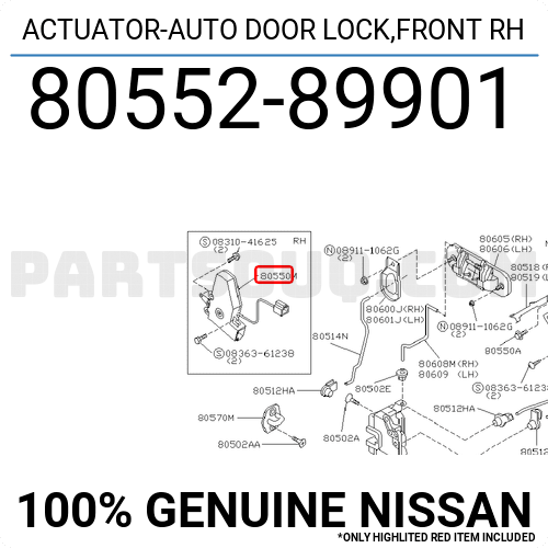ACTUATOR-AUTO DOOR LOCK,FRONT, RH/LH 8055289902 | Nissan Parts 