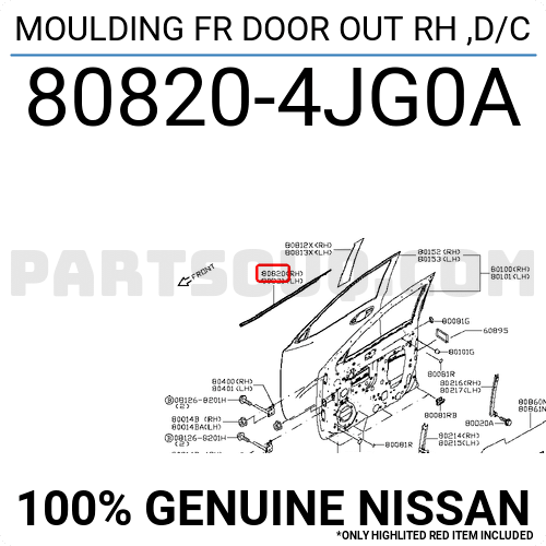 808204JG0A Nissan MOULDING FR DOOR OUT RH ,D/C