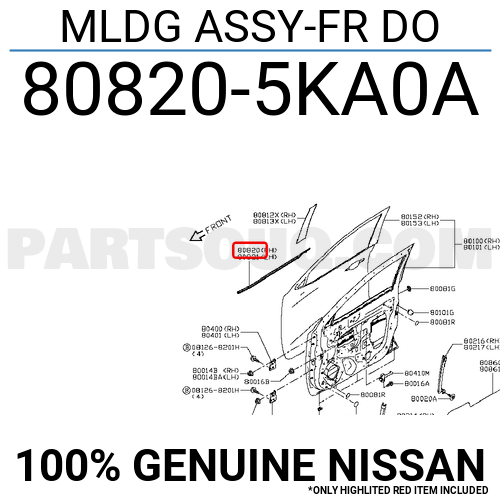 808205KA0A Nissan MLDG ASSY-FR DO