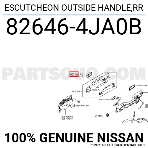 ESCUTCHEON OUTSIDE HANDLE,RR 826464JA0B | Nissan Parts | PartSouq