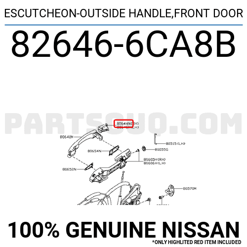 ESCUTCHEON-OUTSIDE HANDLE,FRONT DOOR 826466CA8B | Nissan Parts