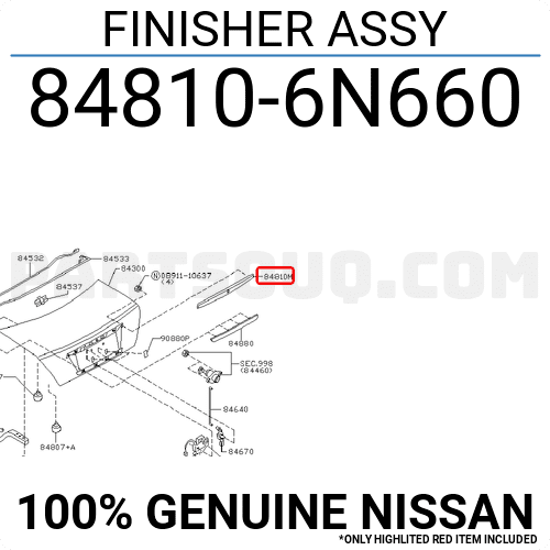 FINISHER ASSY-TRUNK LID 848106N66A | Nissan Parts | PartSouq