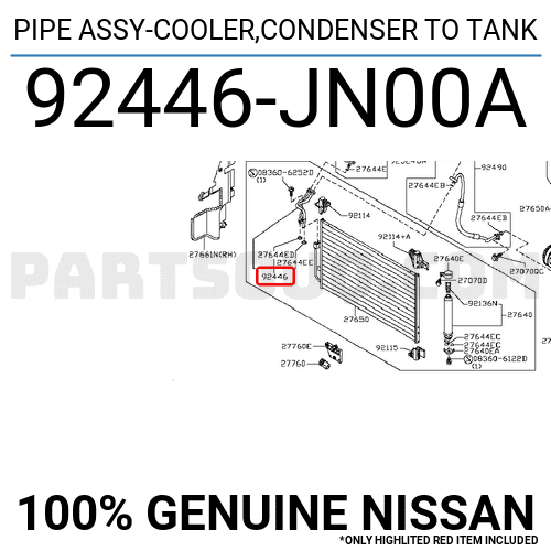 PIPE ASSY-COOLER,CONDENSER TO TANK 92446JN00A | Nissan Parts | PartSouq