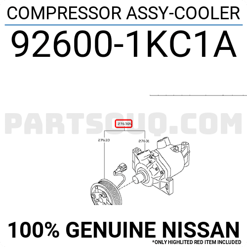 COMPRESSOR ASSY-COOLER 926001KC1A | Nissan Parts | PartSouq