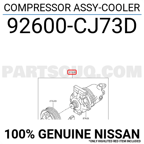 売れ筋新商品 92600CJ70C ASSY-COOLER COMPRESSOR | PartSouq | Parts Nissan トップス