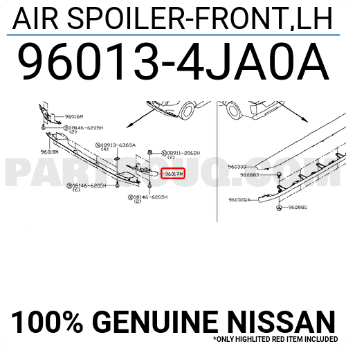 . Nissan/INFINITI 96013-EA800 Spoiler Left, Front