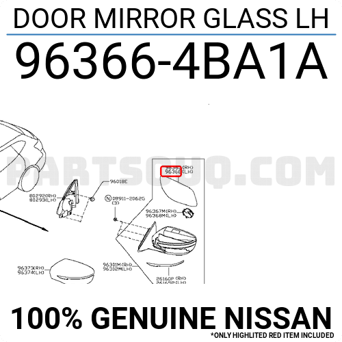CLEARANCE Genuine Nissan Navara 05-10 Passenger Side LH Mirror Glass 963664X00A 