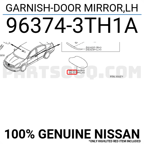 963743TH1A Nissan GARNISH-DOOR MIRROR,LH