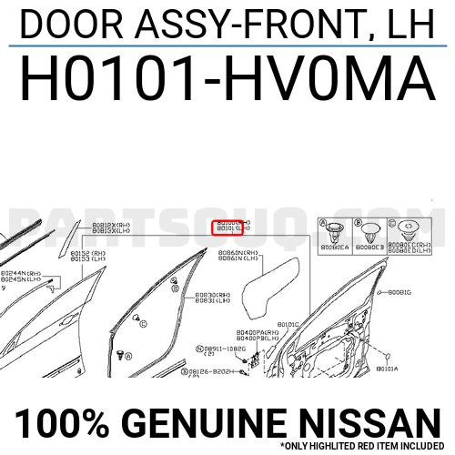 DOOR ASSY-FRONT, LH H0101HV0MA | Nissan Parts | PartSouq