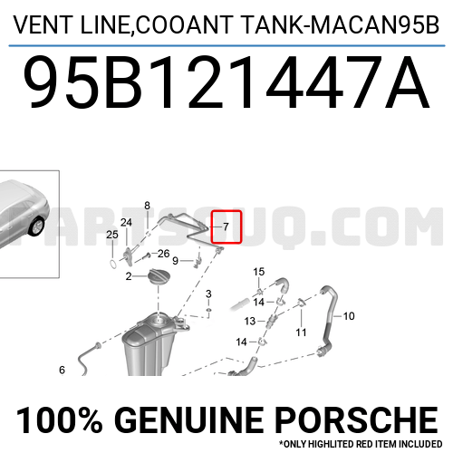 95B121447A Porsche VENT LINE,COOANT TANK-MACAN95B
