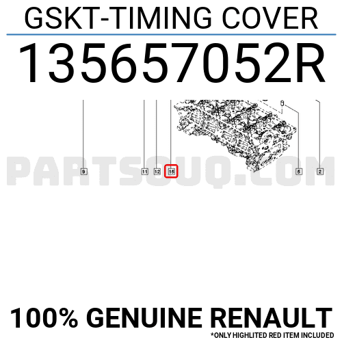Timing Belt Cover Dacia Mercedes Nissan Renault 1.5 DCI CDI 135632786R Timing Belt Cover Dacia Mercedes Nissan Renault 1.5 DCI CDI 135632786R