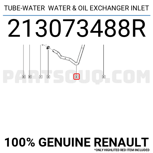 TUBE-WATER WATER & OIL EXCHANGER INLET 213073488R | Renault Parts ...