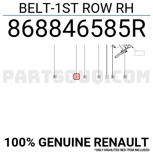 BELT-1ST ROW RH 868846585R | Renault Parts | PartSouq