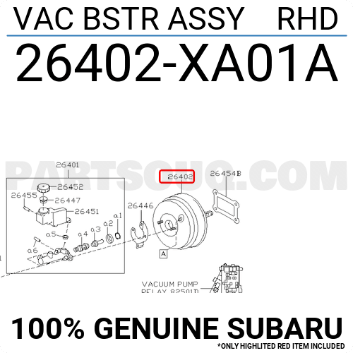 VAC BSTR ASSY RHD 26402XA01A | Subaru Parts | PartSouq