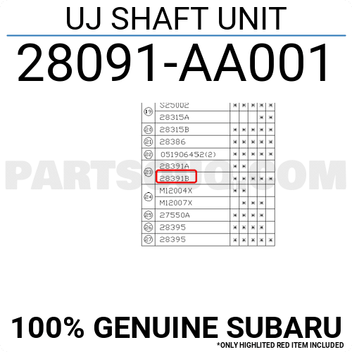 UJ SHAFT UNIT 28091AA001 | Subaru Parts | PartSouq