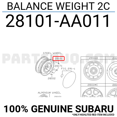 BALANCE WEIGHT 2C 28101AA011 | Subaru Parts | PartSouq