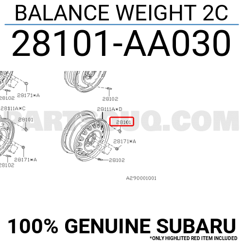 BALANCE WEIGHT 2C 28101AA030 | Subaru Parts | PartSouq