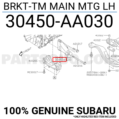 30450AA030 Subaru BRKT-TM MAIN MTG LH